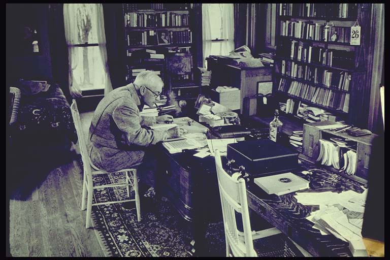 Billy Phelps at work in his study at Seven Gables (LIFE photo 1938)
